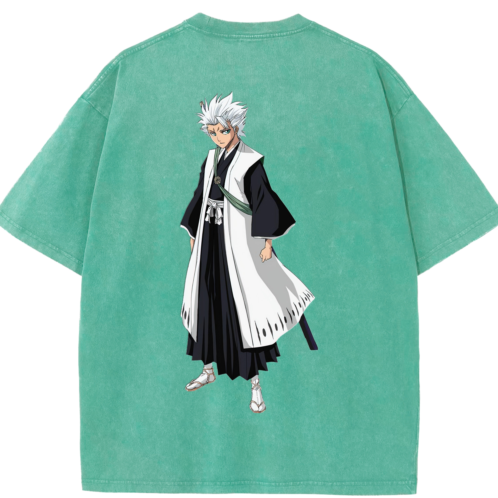 （画像用） ブリーチ 日番谷冬獅郎（ひつがや とうしろう） BLEACH Hitsugaya Toushirou 綿100% ヴィンテージ風 半袖Tシャツ（背面プリント）